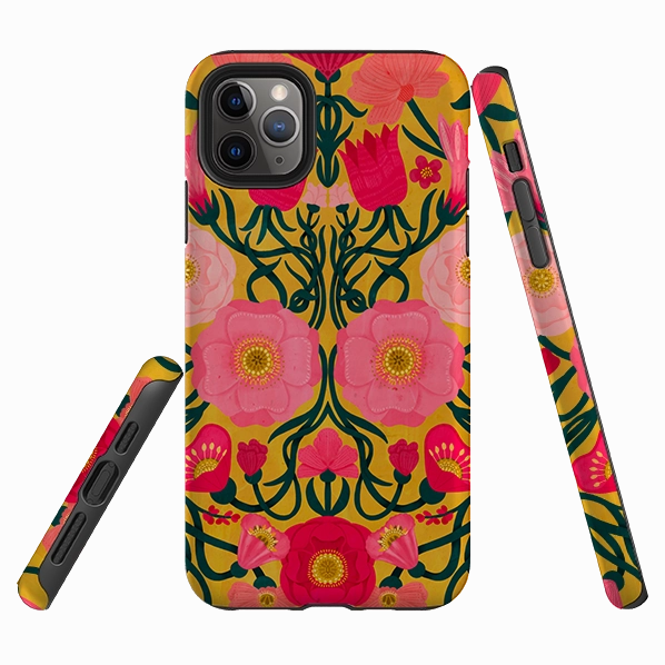 Classic Look iPhone Tough Case - Yellow Flora By Nina Pace