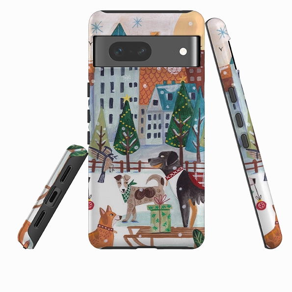 Google Tough Case - Christmas Dogs By Caroline Bonne Muller Vivid Coloration Soft edges