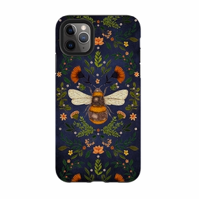 iPhone Tough Case - Botanical Bee Blue By Jade Mosinski Rugged Surface Minimal Finish