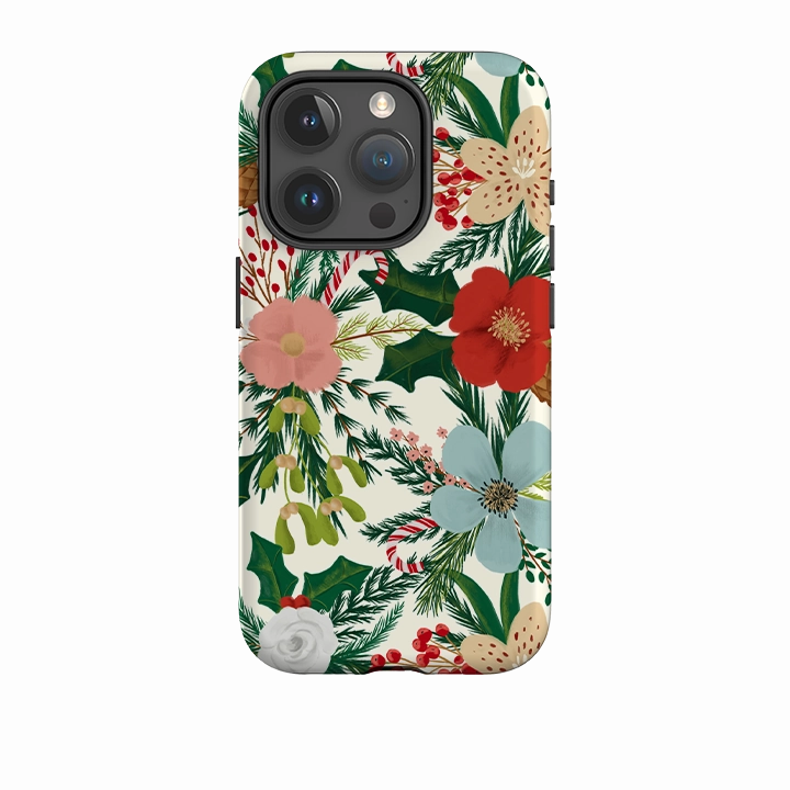 Modern Accent Matte Edge iPhone Tough Case - Christmas Florals By Abby Jacobs