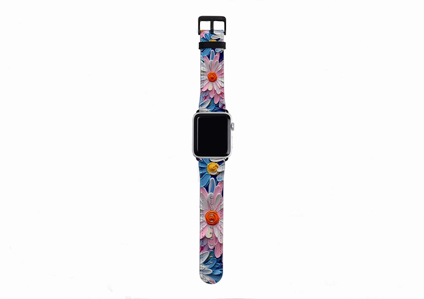 Elegant feature Pink Daisies Apple Watch Strap
