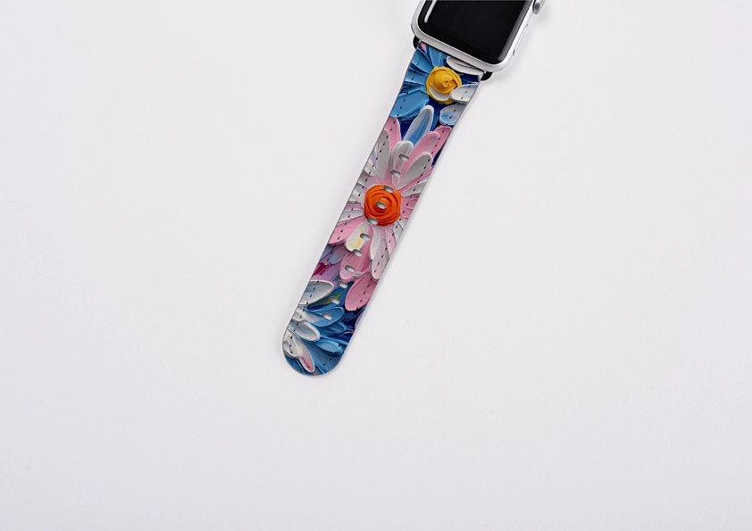 Pink Daisies Apple Watch Strap Sporty Comfort Premium Craft Detail