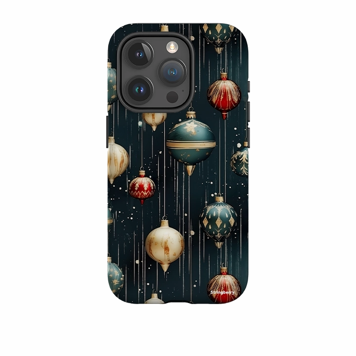 Smooth Coating Rugged Design Style iPhone Tough Case - Christmas Baubles
