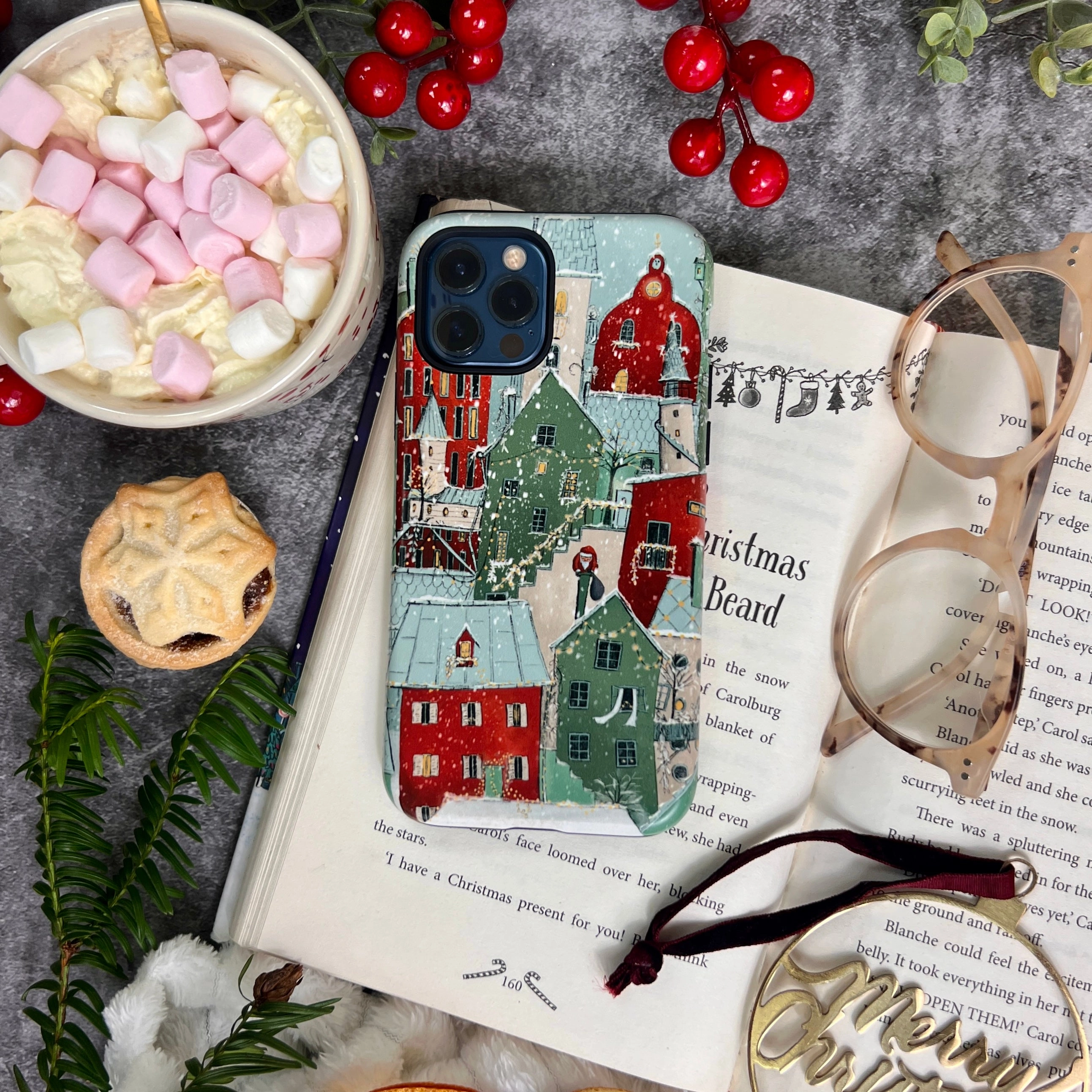 Elegant Accent Full Coverage iPhone Tough Case - Citywinkles Red By Maja Lindberg