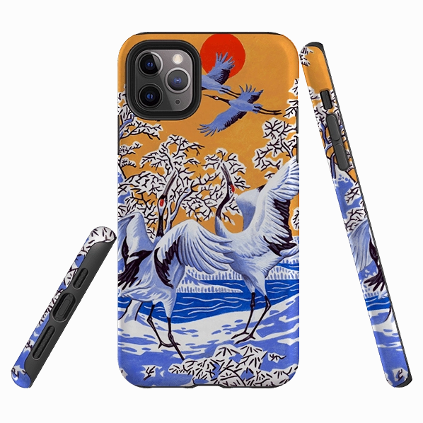 Smooth Finish Touch iPhone Tough Case - Japanese Cranes By Philip Hood