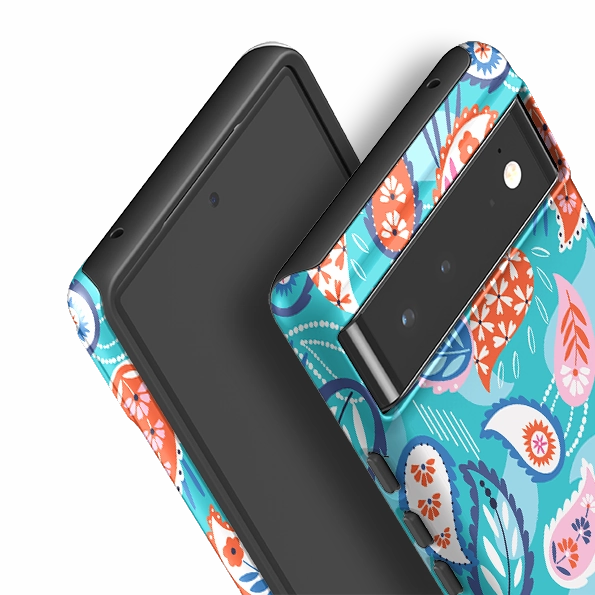 Shock Frame Matte Texture Finish Google Tough Case -  Paisley Blue By Ali Brookes