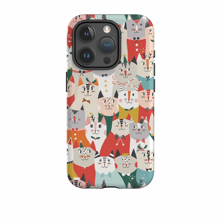 iPhone Tough Case - Christmas Cats By Ali Brookes Durable Coating Shock Absorbing