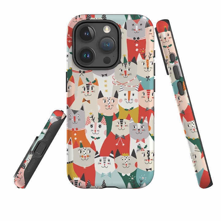 Stylish Texture Compact Frame iPhone Tough Case - Christmas Cats By Ali Brookes