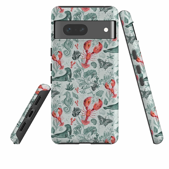Google Tough  Case - Teal Seals and Lovely Lobsters by Emma Frances Grant Pocket Size