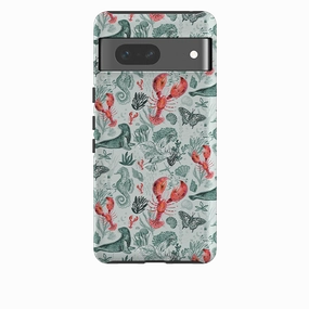 Handheld device Google Tough  Case - Teal Seals and Lovely Lobsters by Emma Frances Grant