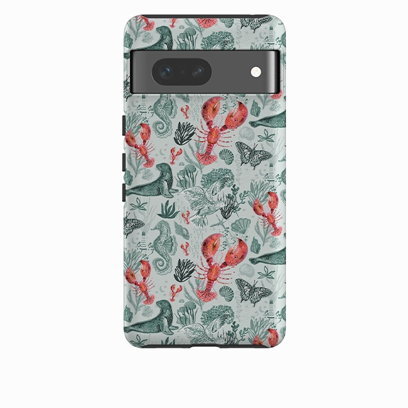 Google Tough  Case - Teal Seals and Lovely Lobsters by Emma Frances Grant Soft Shield