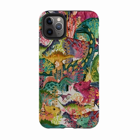Durable Texture Finish iPhone Tough Case - Dinosaur Jamboree By Katherine Quinn