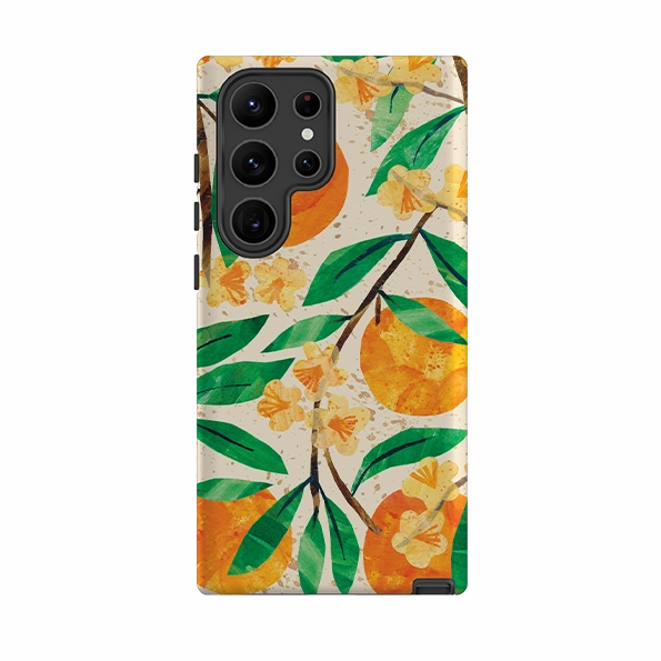 Marble Pattern Gloss Surface Layer Samsung Tough  Case - Orange Blossom By Tracey English