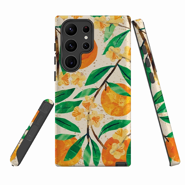 Vibrant Finish Casual Wear Samsung Tough  Case - Orange Blossom By Tracey English
