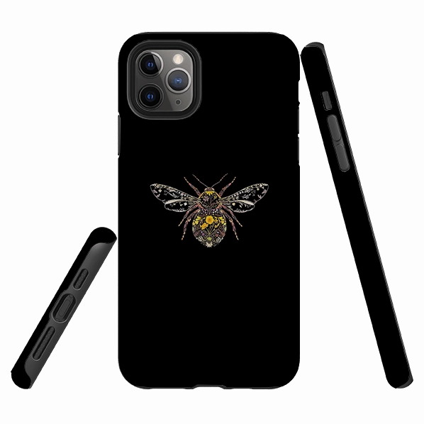 iPhone Tough Case - Floral Bumble Bee By Helen Ahpornsiri slim fit Recyclable Material