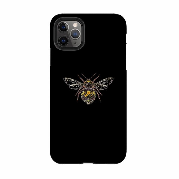 iPhone Tough Case - Floral Bumble Bee By Helen Ahpornsiri Smooth Surface Layer Minimalist Aesthetic