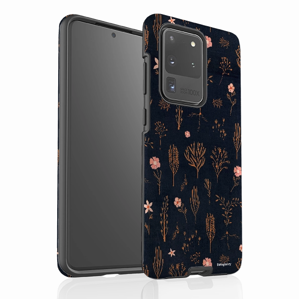Samsung Tough Case - Floral Light Orange And Pink By Katherine Quinn Hybrid Finish Matte Design Texture