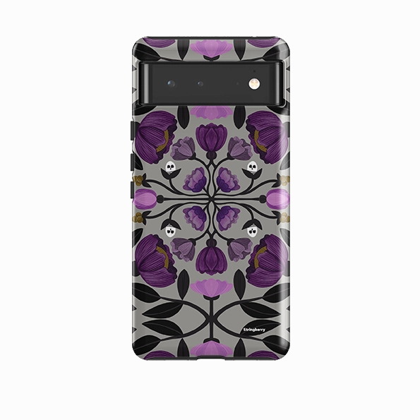 Google Tough Case -  Purple Flower Skull III By Nina Pace Premium Feel Layer