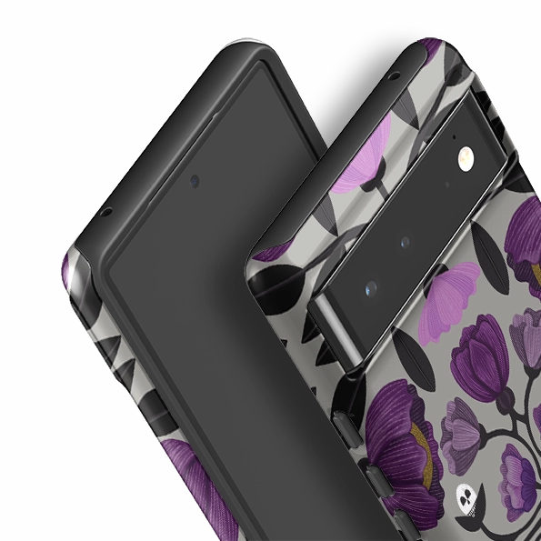 Premium Shield Matte Finish Google Tough Case -  Purple Flower Skull III By Nina Pace