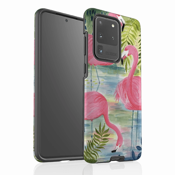 Samsung Tough Case - Three Flamingo By Bex Parkin Protective Pattern Texture Full Coverage