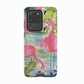 Soft Protection Crystal Finish Samsung Tough Case - Three Flamingo By Bex Parkin