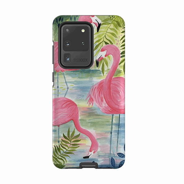 Soft Protection Crystal Finish Samsung Tough Case - Three Flamingo By Bex Parkin