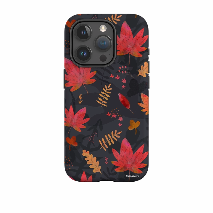 Compact Pattern iPhone Tough Case - Autumn Leaves Dark