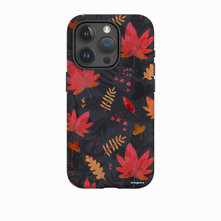 iPhone Tough Case - Autumn Leaves Dark Durable Shape Slim Comfort