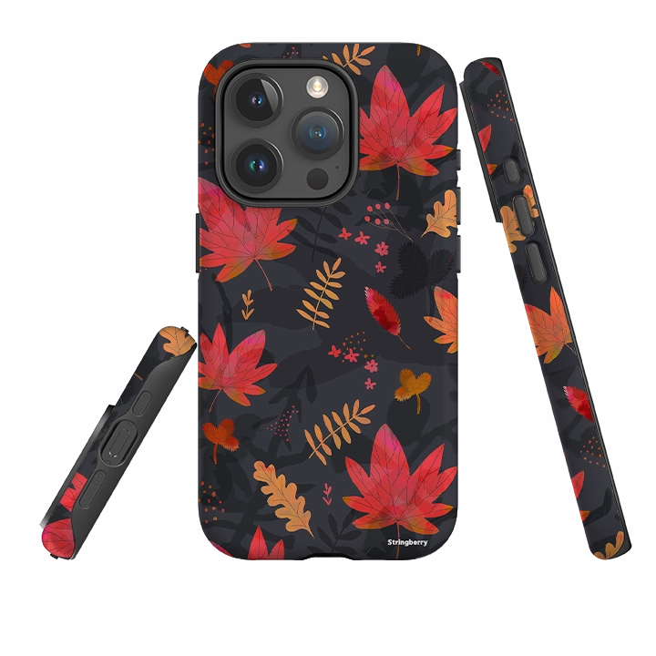 iPhone Tough Case - Autumn Leaves Dark Classic Style