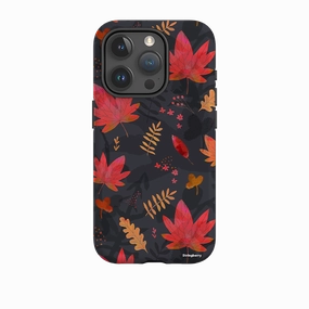 Compact Pattern iPhone Tough Case - Autumn Leaves Dark
