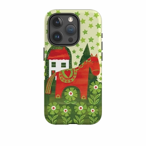 iPhone Tough Case - Red Dala Horse By Tracey English Cushioned Edge