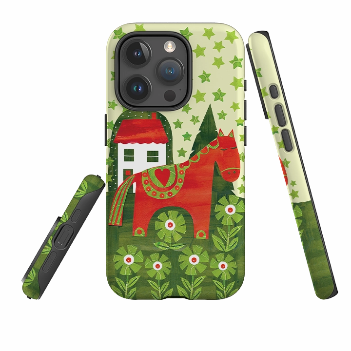 Rugged Edge iPhone Tough Case - Red Dala Horse By Tracey English