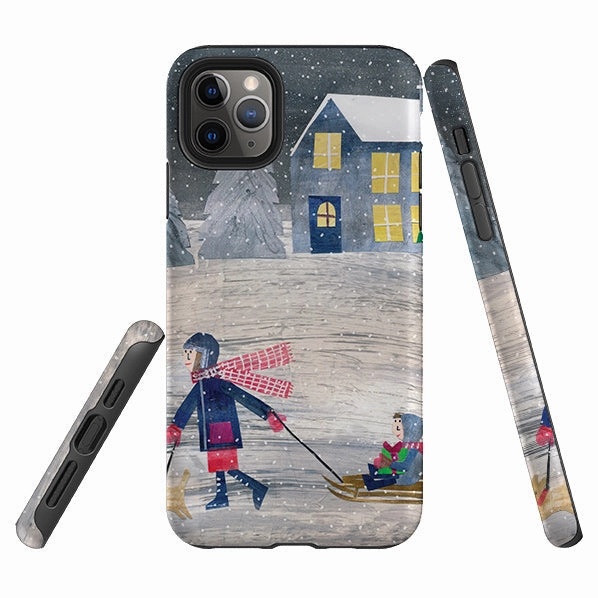 iPhone Tough Case - Sledging By Tracey English Rugged Frame Design Textured Surface
