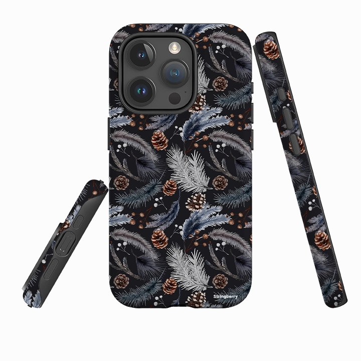 Wear resistant Color Accent iPhone Tough Case - Florals For Winter