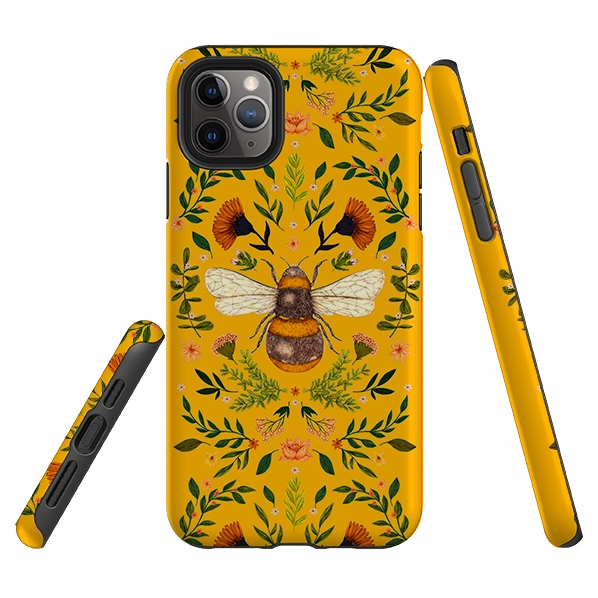 Impact Resistant iPhone Tough Case - Botanical Bee Honey By Jade Mosinski