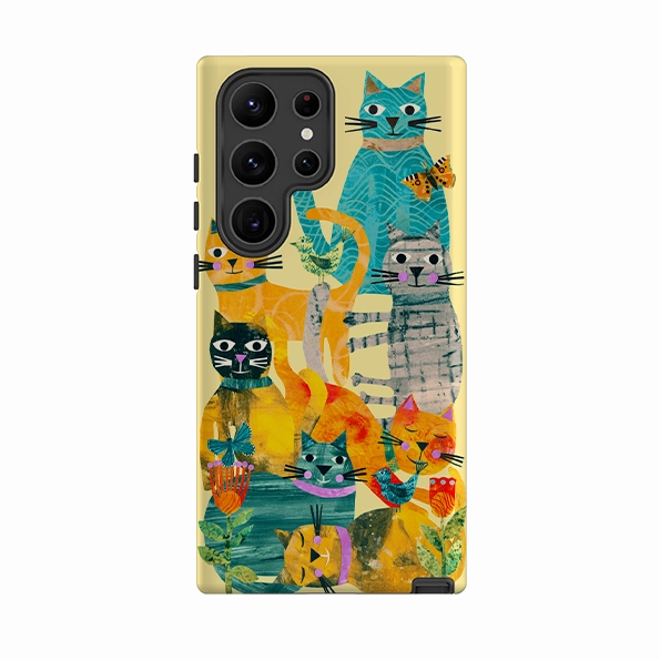 Samsung Tough  Case - Cat Party III By Tracey English Vivid Texture Rugged Texture