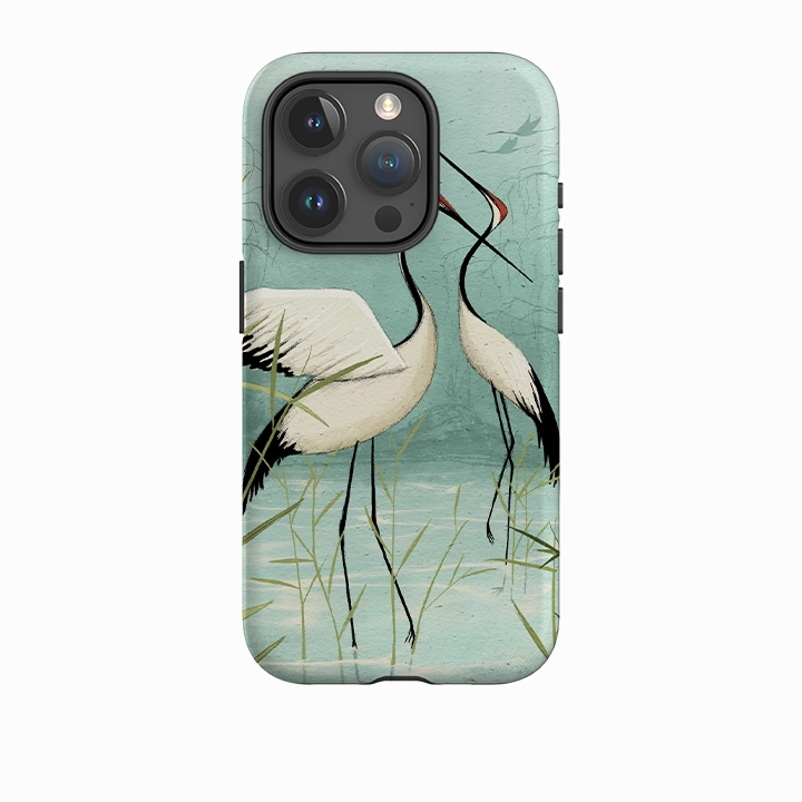 iPhone Tough Case - Cranes By Maja Lindberg Soft Surface Design Premium Texture Design