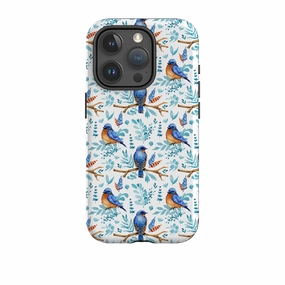 iPhone Tough Case - Bluebirds Stylish Finish Texture