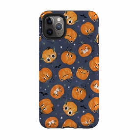 Durable Texture Finish iPhone Tough Case - Halloween Pumpkin Dark By Ali Brookes