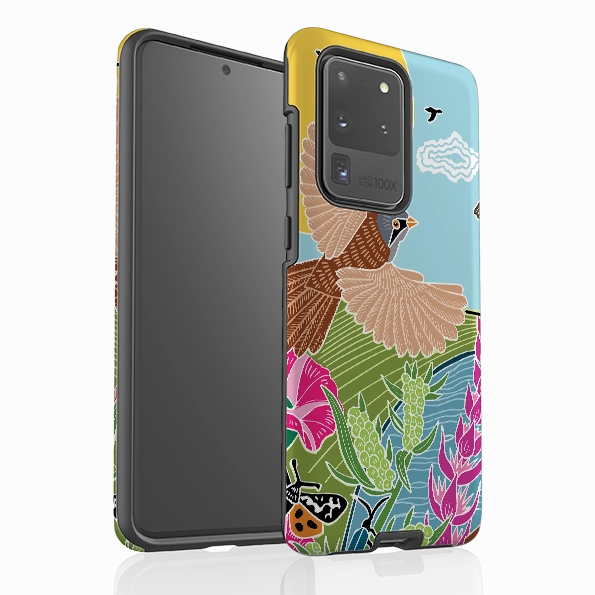 Samsung Tough Case - Bearded Tits By Kate Heiss Flexible Edge Texture Matte Touch