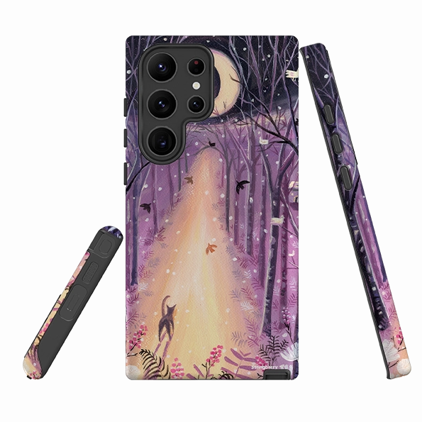 Premium Surface Texture Soft touch layer Samsung Tough Case - Forest Cat By Mary Stubberfield