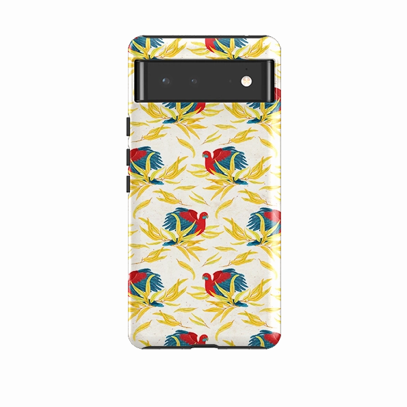 Smooth Pattern Finish Google Tough Case -  Crimson Rosella By Katherine Quinn