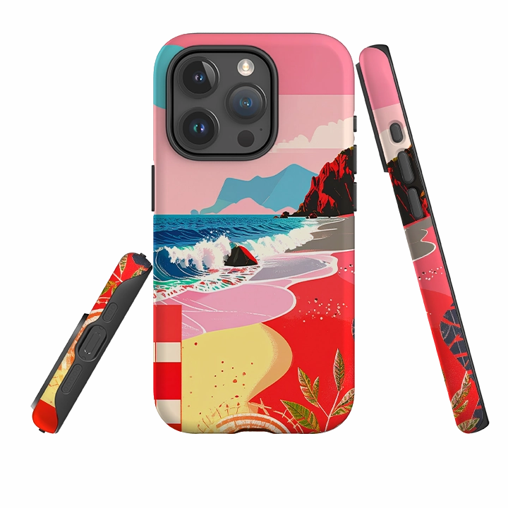 iPhone Tough Case - Red Beach High Durability Elegant Layer Texture