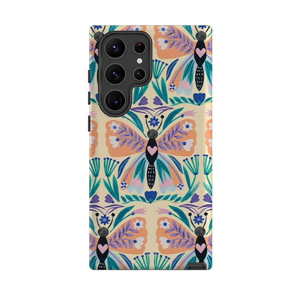 Shock Frame Samsung Tough Case - All Over Butterfly By Tracey English