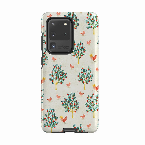 Ergonomic Feel Polished Finish Samsung Tough Case - Apple Trees And Chickens Cream By Katherine Quinn