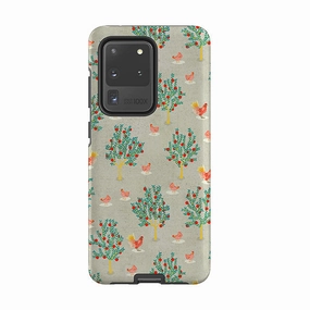 Samsung Tough Case - Apple Trees And Chickens Grey By Katherine Quinn Color Layer Pocket Ready