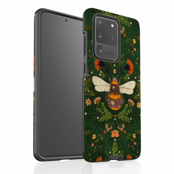 Rugged Edge Texture Affordable option Samsung Tough Case - Botanical Bee Green By Jade Mosinski