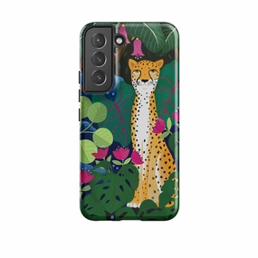 Premium Look Comfort Style Samsung Tough Case - Cheetah And Monstera By Bex Parkin
