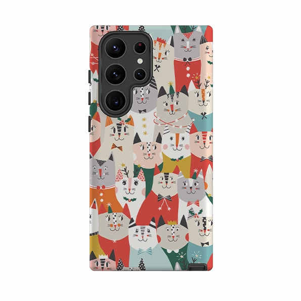 Samsung Tough Case - Christmas cats By Ali Brookes Marble finish
