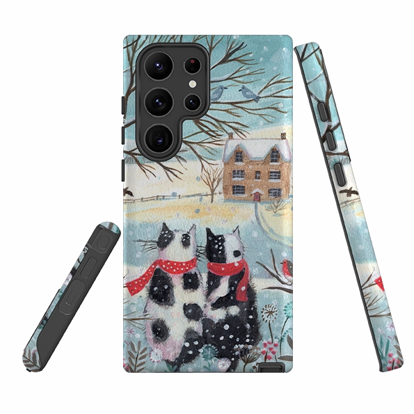 Elegant Texture Layer Non slip grip Samsung Tough Case - Christmas Cats By Mary Stubberfield